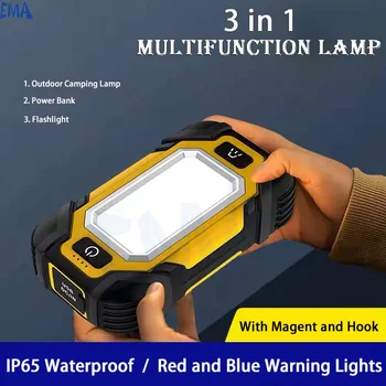 COB Work Light Портативный светодиодный фонарик с аккумулятором 8000 мАч, Водонепроницаемая походная лампа с магнитом, фонарь для палатки, Регулируемый Светильник для Факела