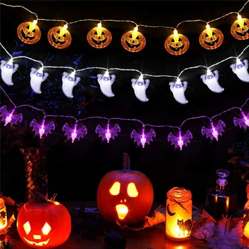 Водонепроницаемые огни для украшения Хэллоуина, Тыква, летучая мышь, паук, Призрачные струнные огни в помещении/на открытом воздухе на Хэллоуин, День благодарения